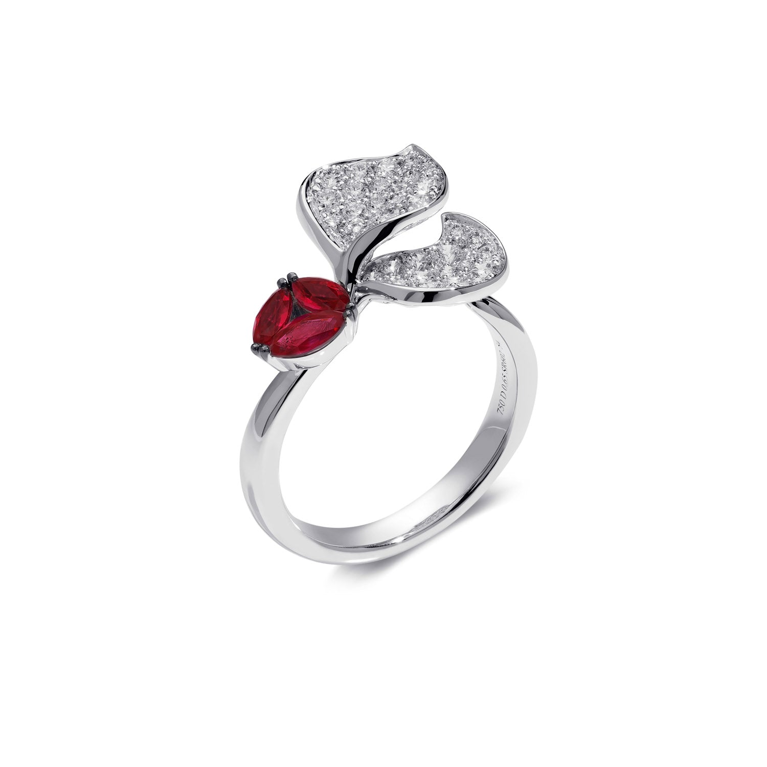 À FLEUR DE PARIS Ruby Double Leaf Ring