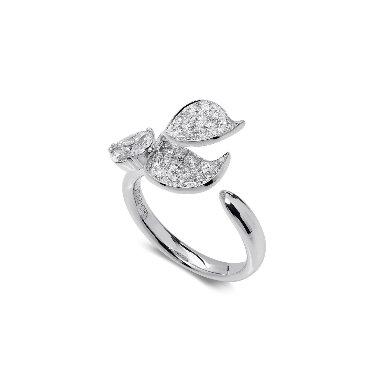 À FLEUR DE PARIS Diamond Double Leaf Ring