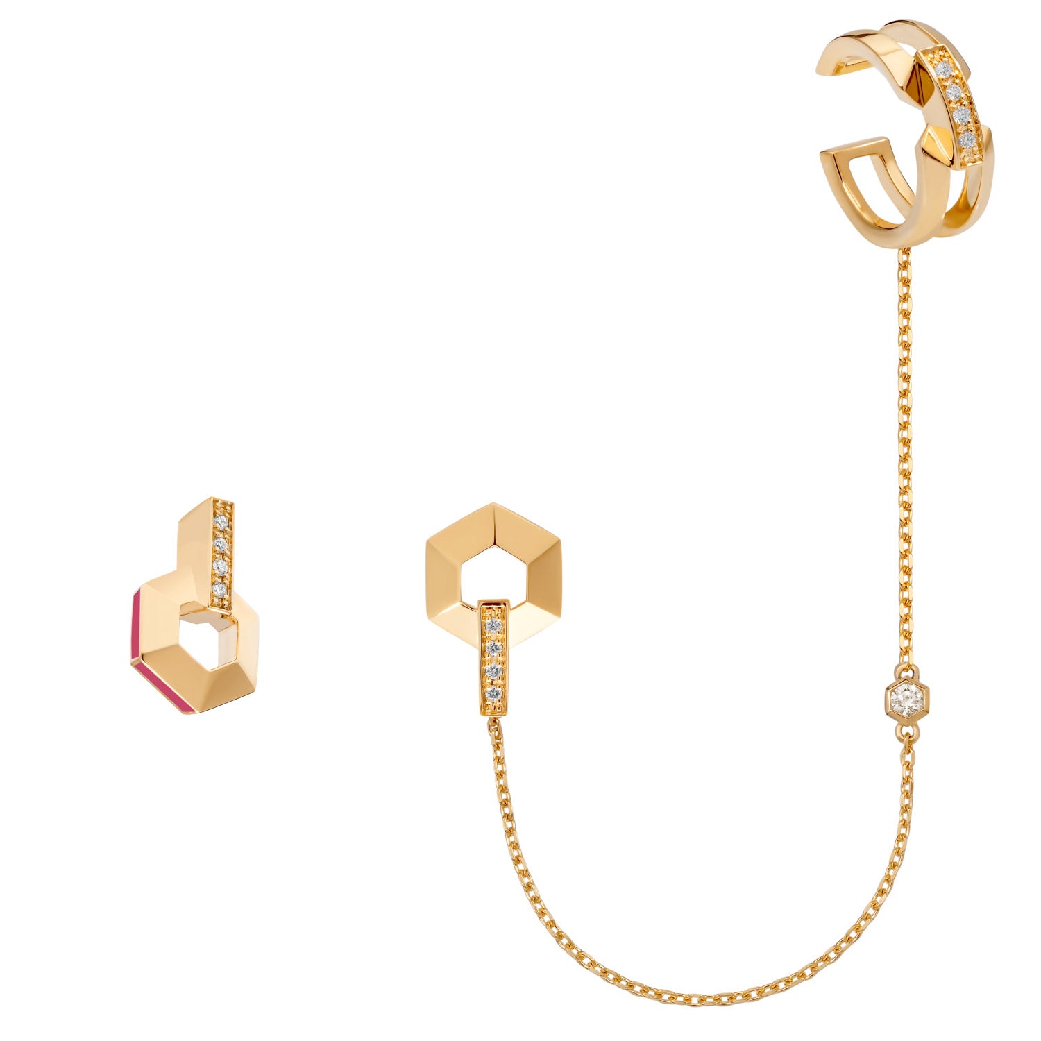 HONEY HONEY Ohrringe mit Ear Cuff und Diamanten