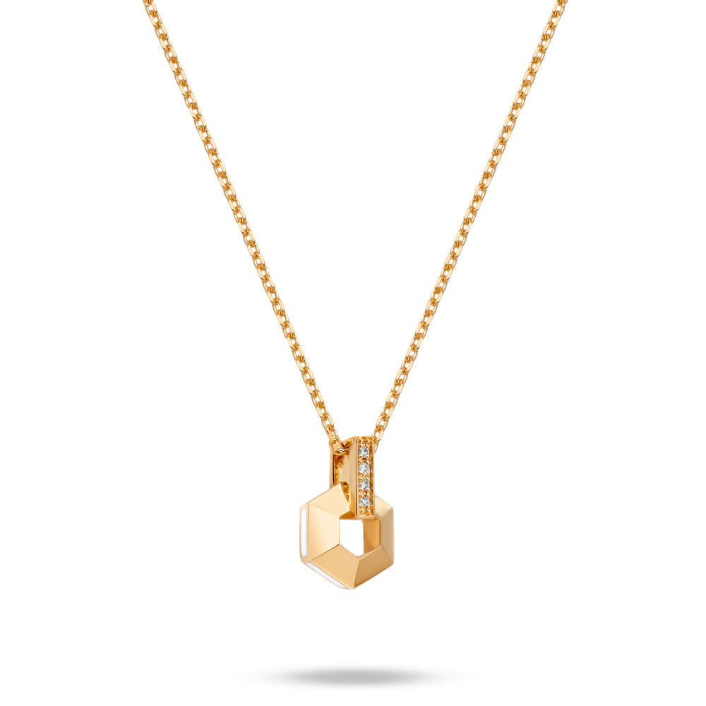 HONEY HONEY Small Honeycomb Necklace with Enamel and Diamonds