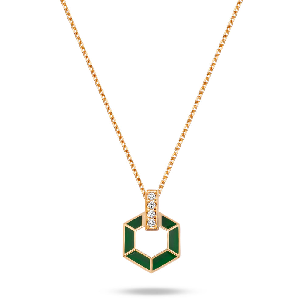 HONEY HONEY Honeycomb Necklace with Enamel and Diamonds