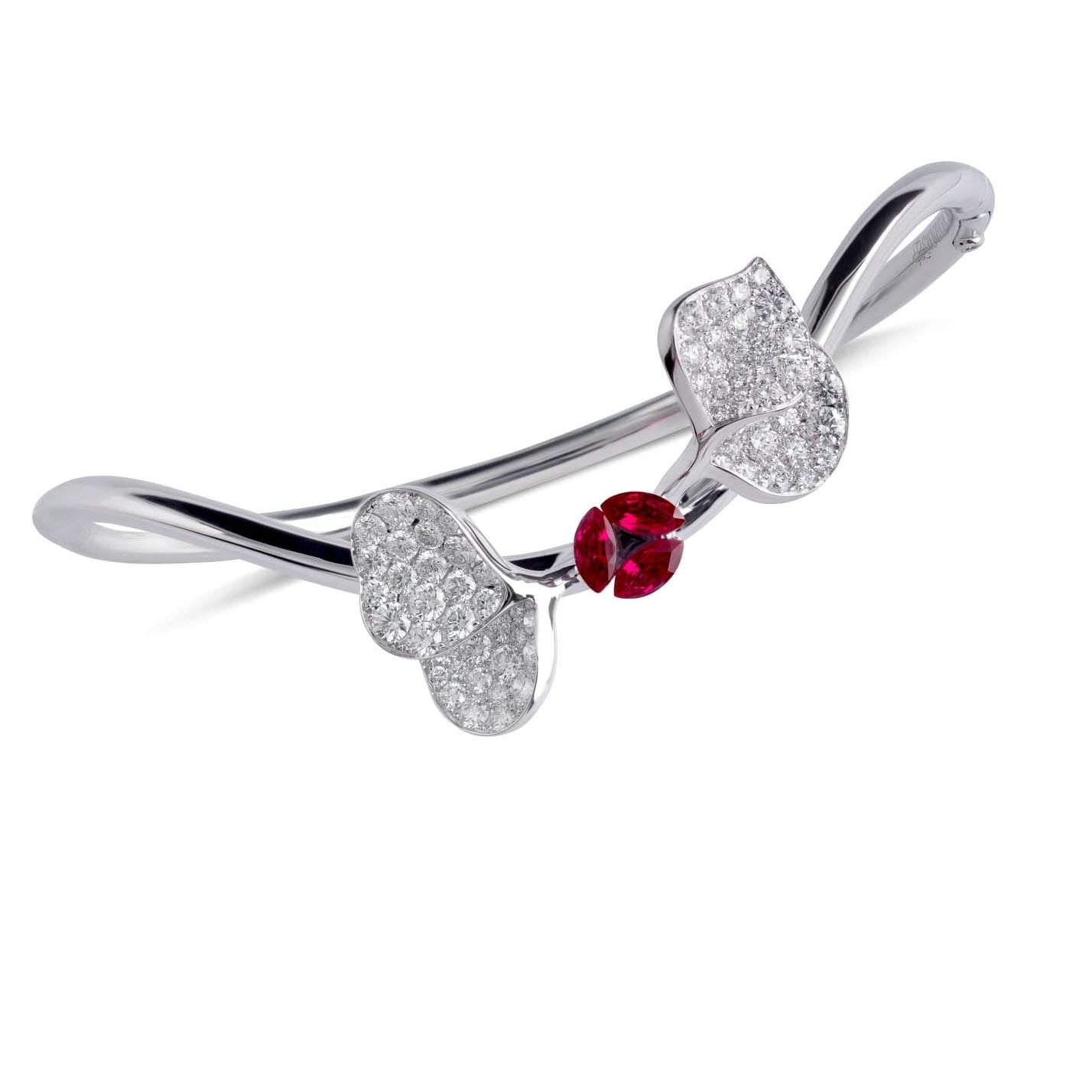 À FLEUR DE PARIS Ruby Double Leaf Bangle